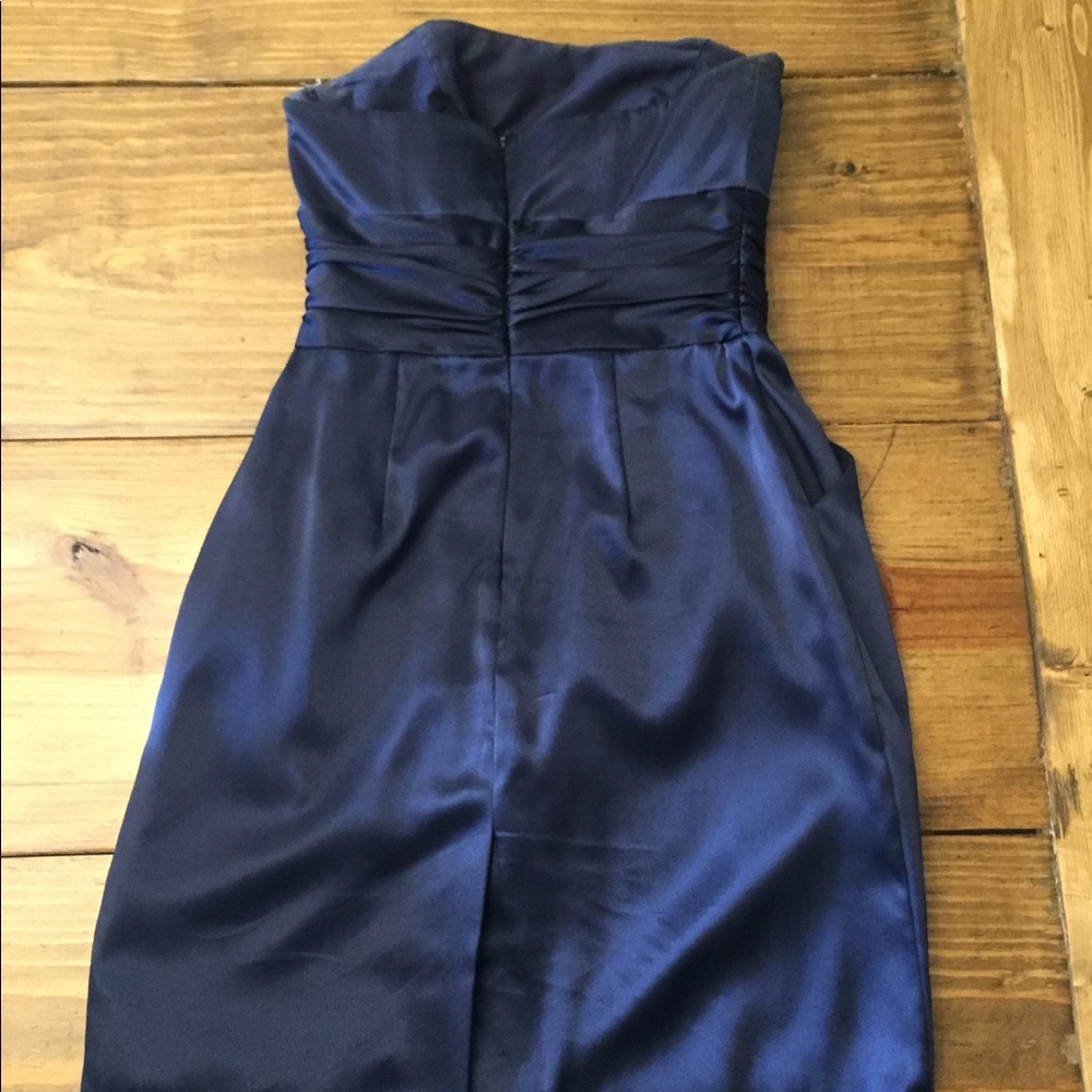 David’s Bridal Navy Strapless Ruched Dress - Picture 4 of 8
